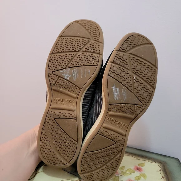 Sperry Black Suede and Canvas  with Metallic Threading Size 7 - Picture 7 of 7